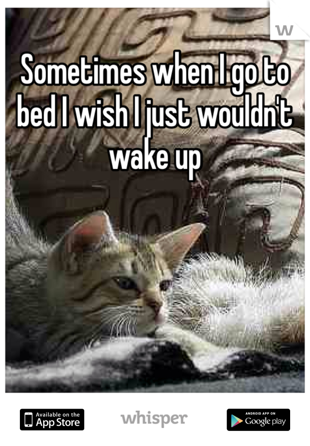 Sometimes when I go to bed I wish I just wouldn't wake up 