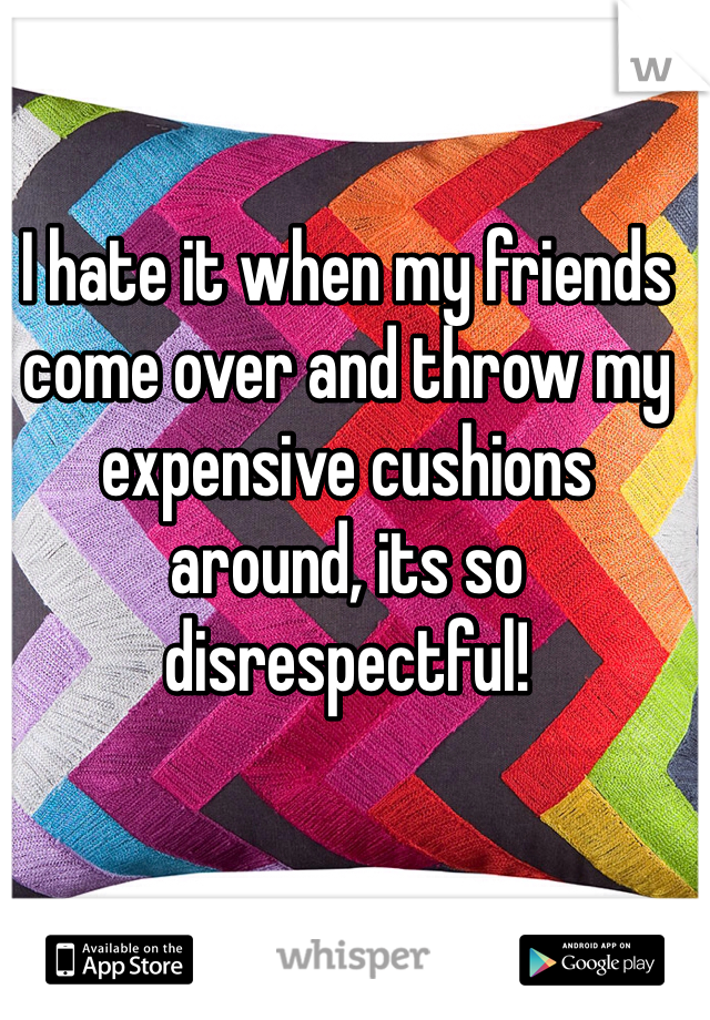 I hate it when my friends come over and throw my expensive cushions around, its so disrespectful! 