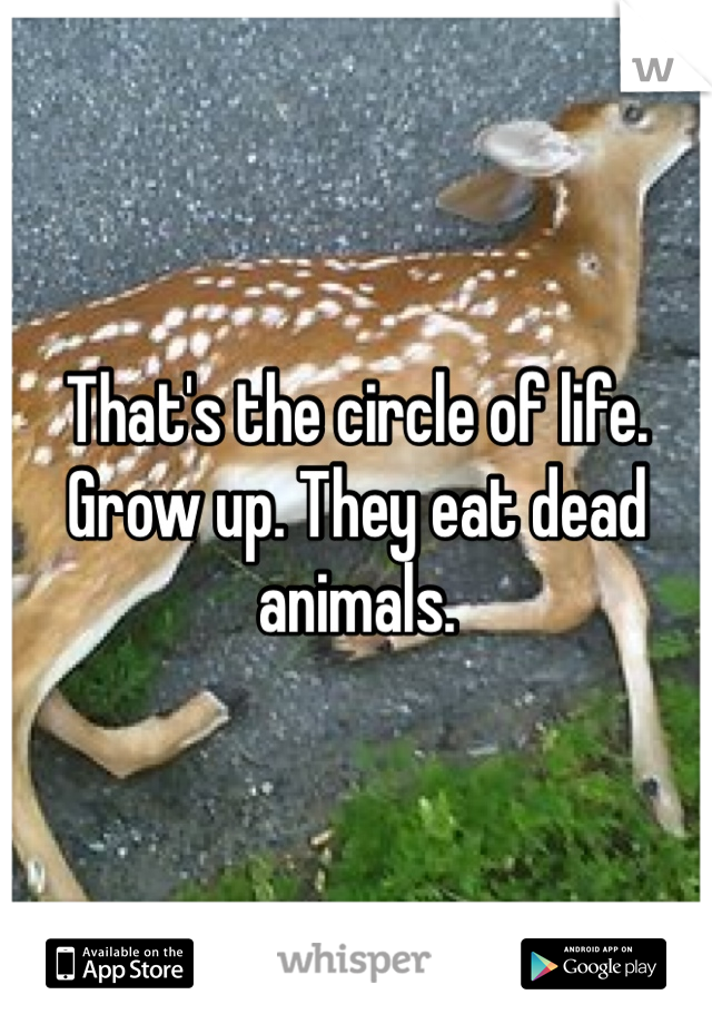 That's the circle of life. Grow up. They eat dead animals. 