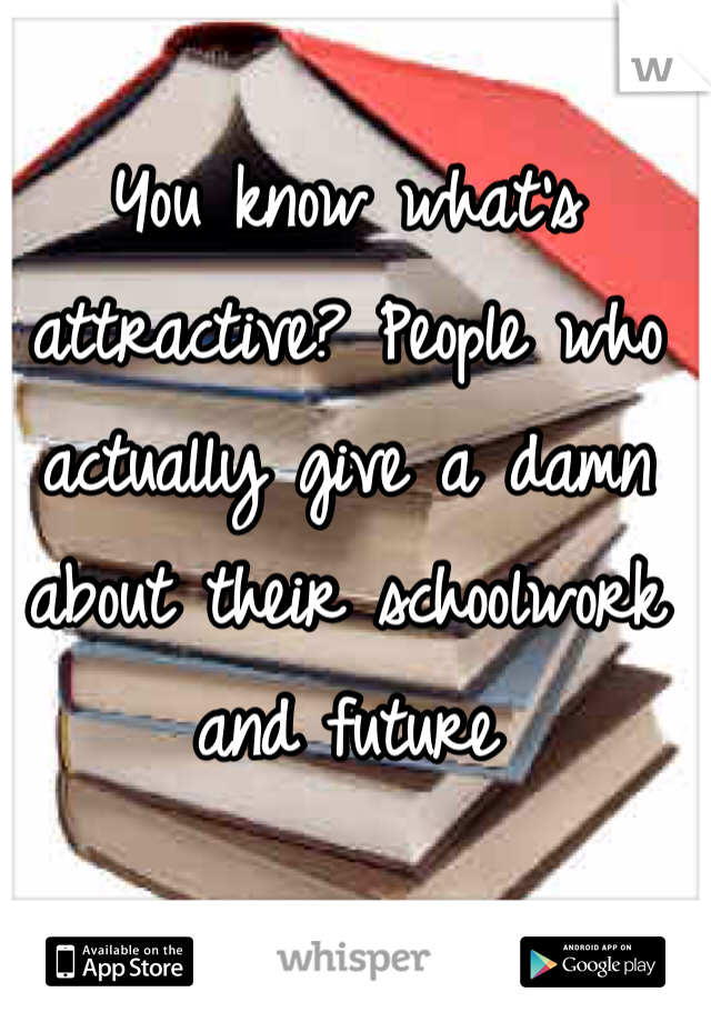You know what's attractive? People who actually give a damn about their schoolwork and future
