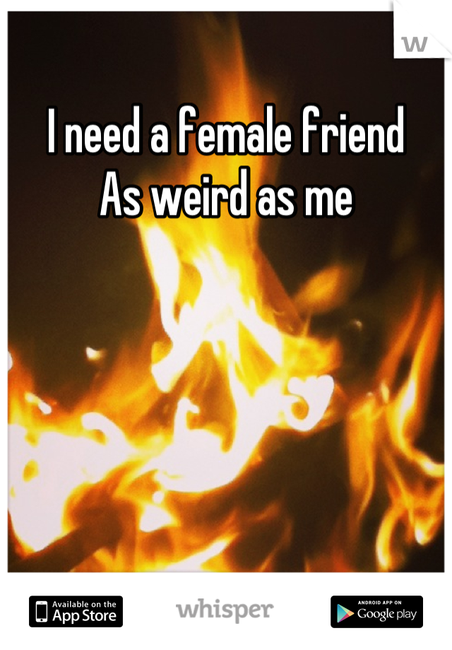 I need a female friend 
As weird as me