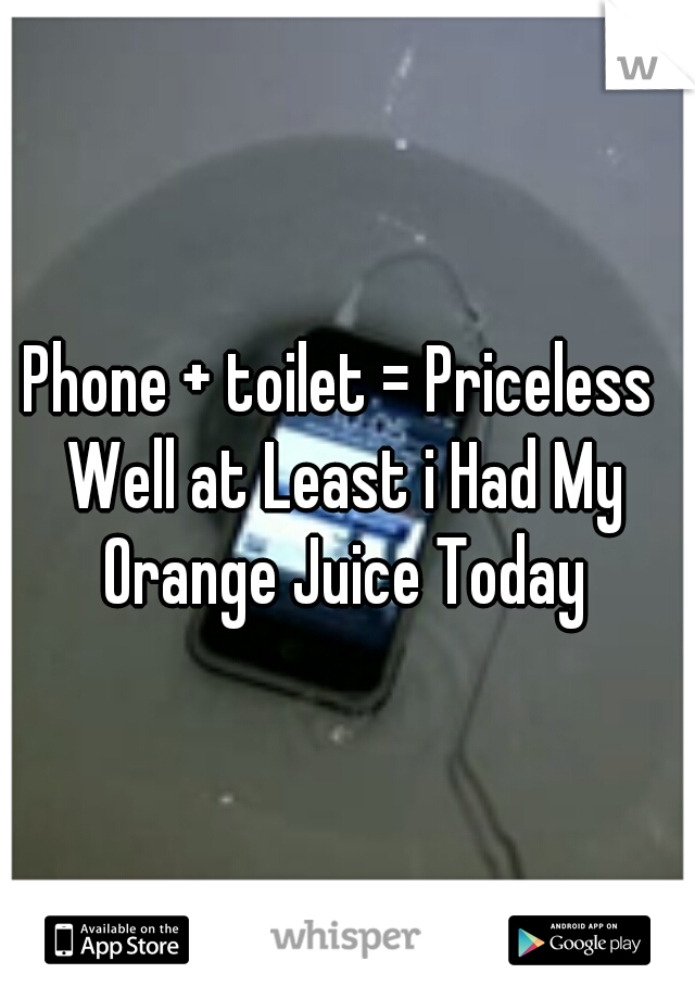 Phone + toilet = Priceless 
Well at Least i Had My Orange Juice Today 
