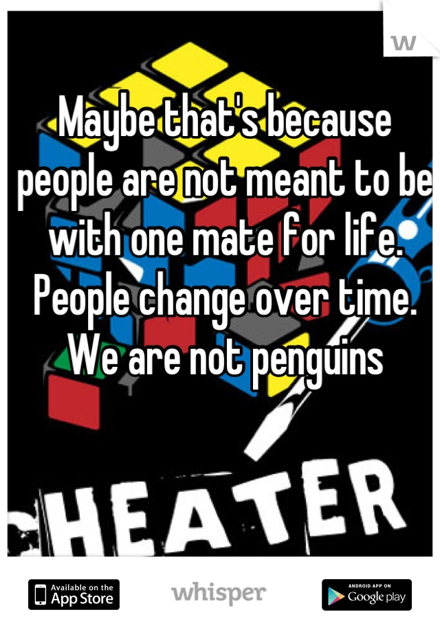 Maybe that's because people are not meant to be with one mate for life. People change over time. We are not penguins
