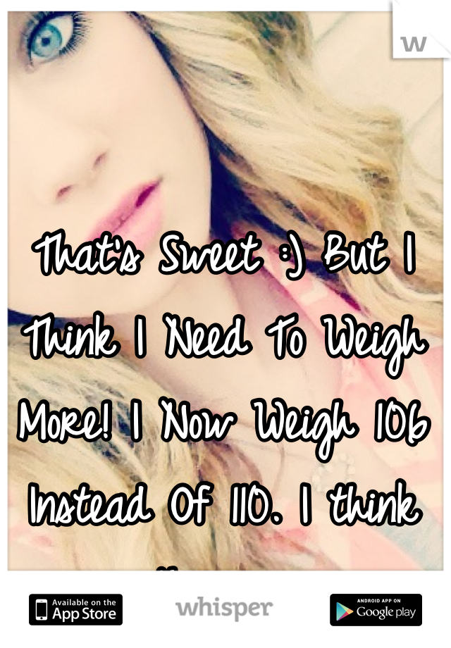 That's Sweet :) But I Think I Need To Weigh More! I Now Weigh 106 Instead Of 110. I think something wrong
