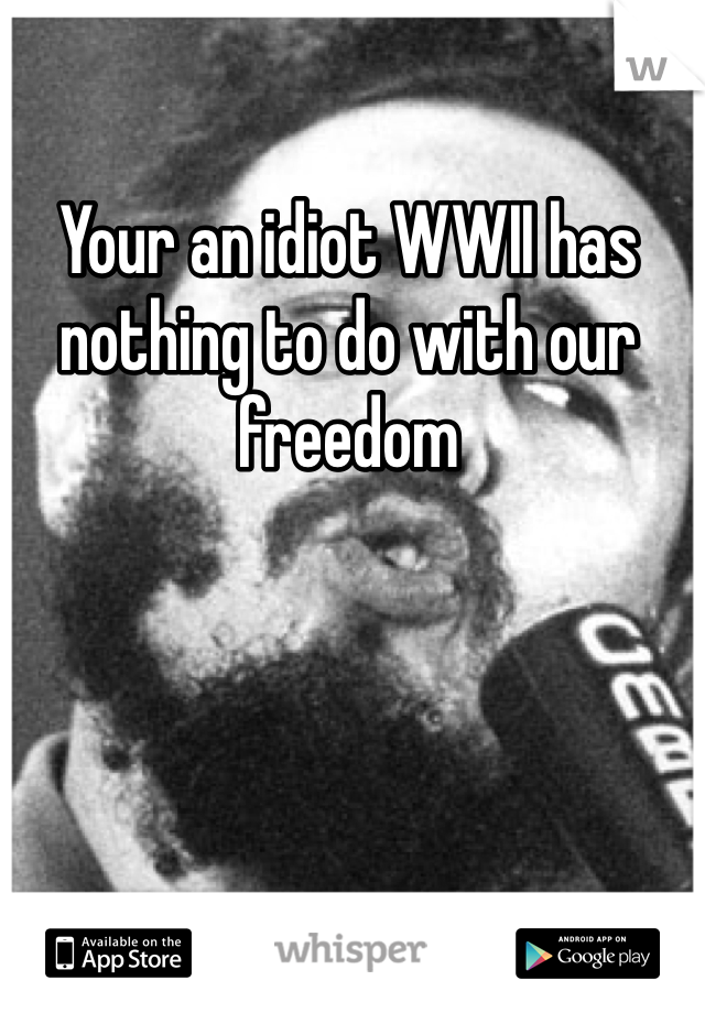 Your an idiot WWII has nothing to do with our freedom