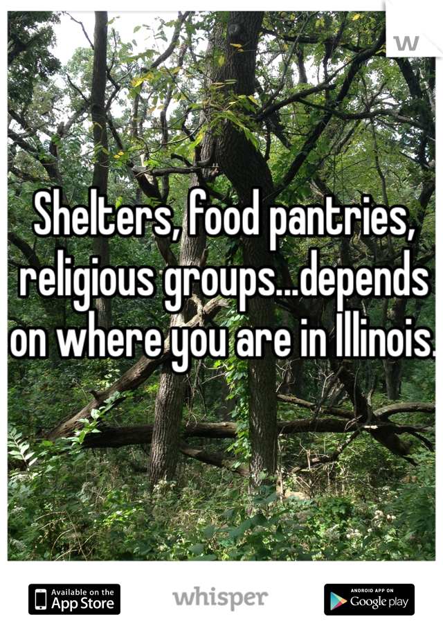 Shelters, food pantries, religious groups...depends on where you are in Illinois.