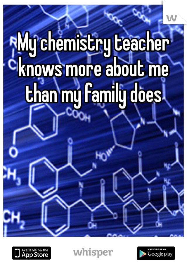 My chemistry teacher knows more about me than my family does 