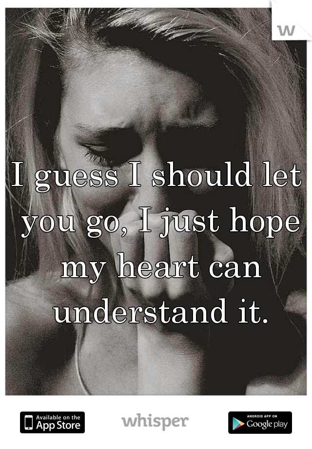 I guess I should let you go, I just hope my heart can understand it.