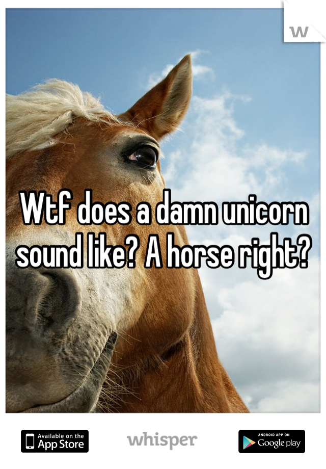 Wtf does a damn unicorn sound like? A horse right?