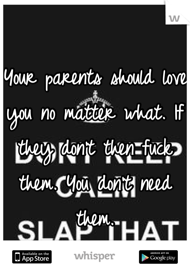 Your parents should love you no matter what. If they don't then fuck them. You don't need them.