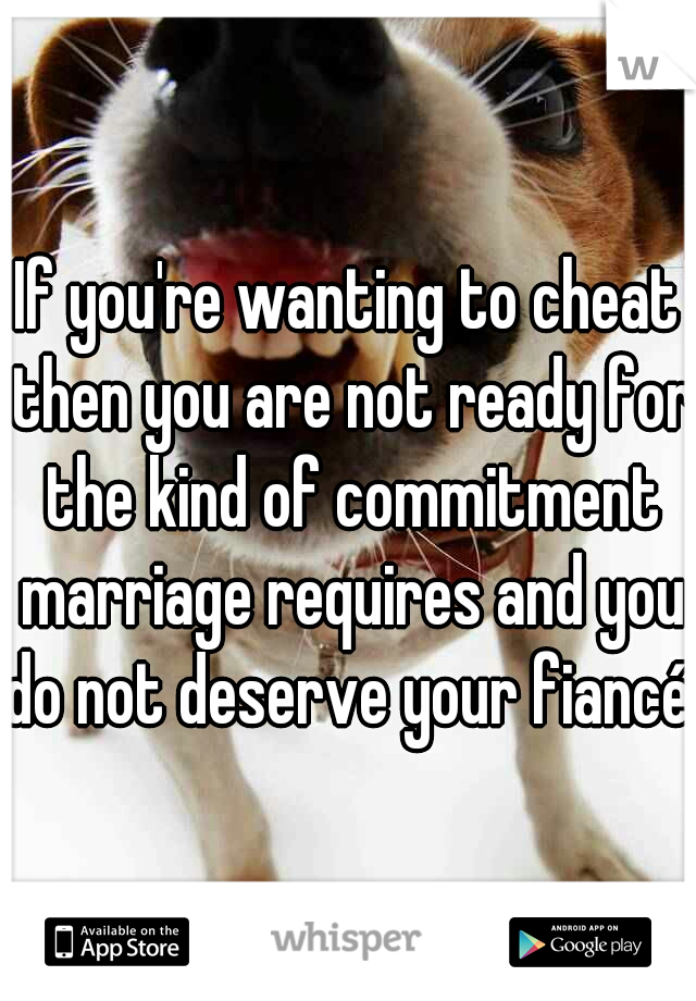 If you're wanting to cheat then you are not ready for the kind of commitment marriage requires and you do not deserve your fiancé.
