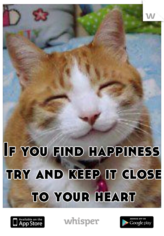 If you find happiness try and keep it close to your heart