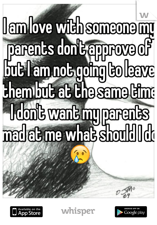 I am love with someone my parents don't approve of but I am not going to leave them but at the same time I don't want my parents mad at me what should I do😢