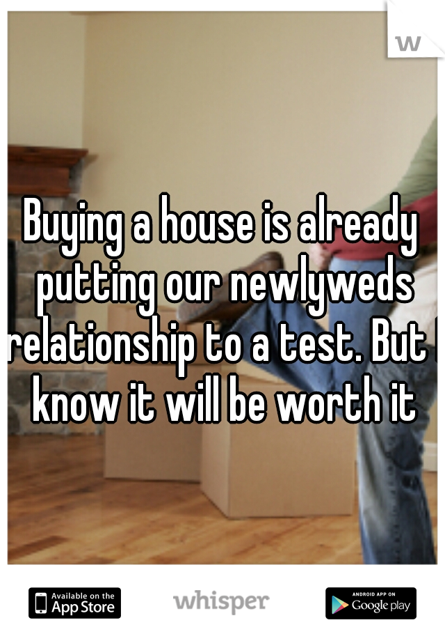 Buying a house is already putting our newlyweds relationship to a test. But I know it will be worth it