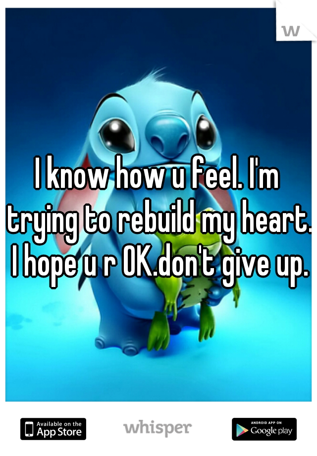 I know how u feel. I'm trying to rebuild my heart. I hope u r OK.don't give up.