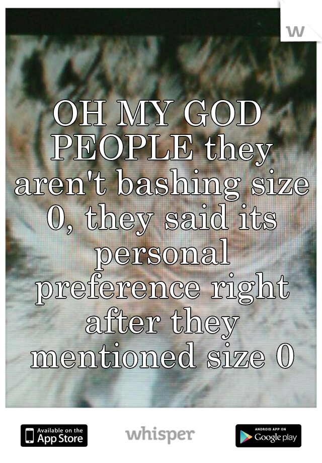 OH MY GOD PEOPLE they aren't bashing size 0, they said its personal preference right after they mentioned size 0