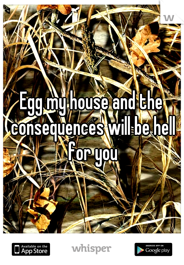 Egg my house and the consequences will be hell for you