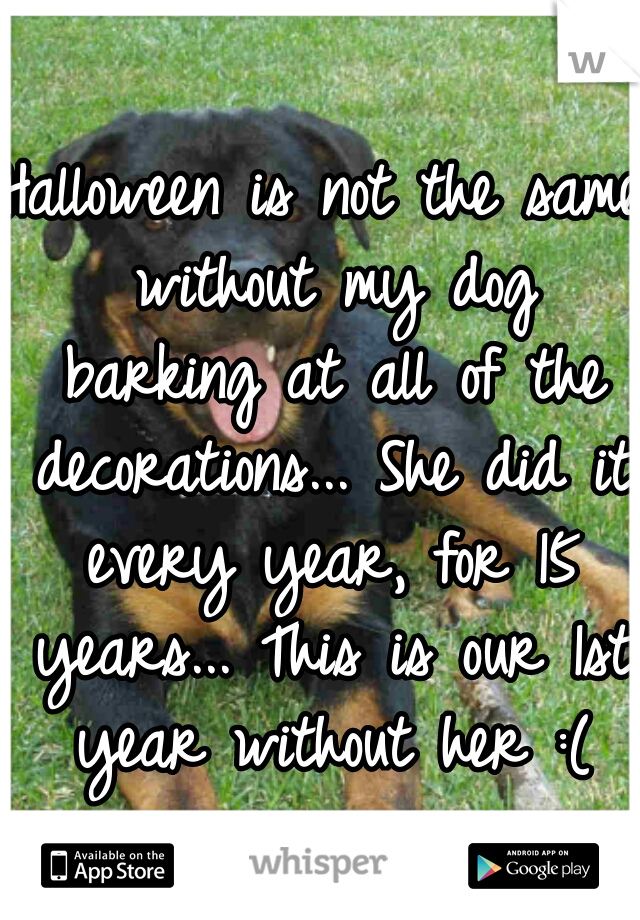 Halloween is not the same without my dog barking at all of the decorations... She did it every year, for 15 years... This is our 1st year without her :(