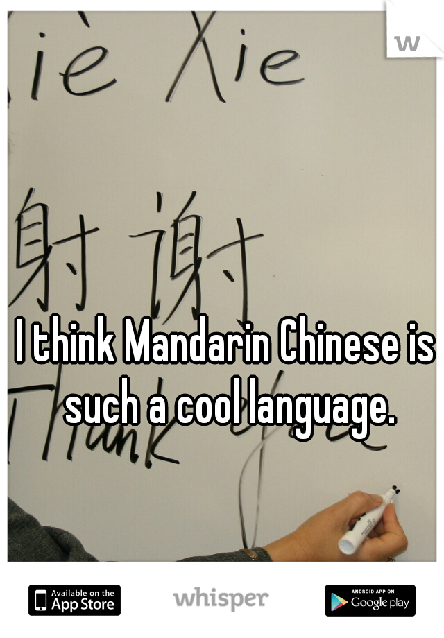 I think Mandarin Chinese is such a cool language.