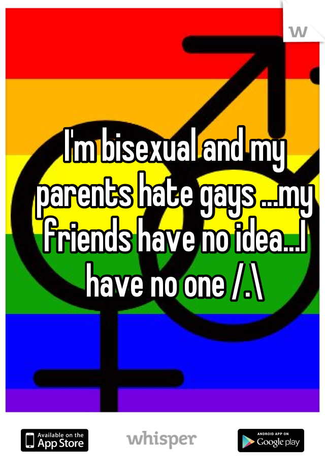 I'm bisexual and my parents hate gays ...my friends have no idea...I have no one /.\