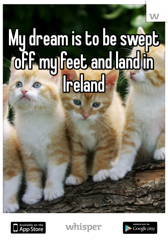 My dream is to be swept off my feet and land in Ireland 