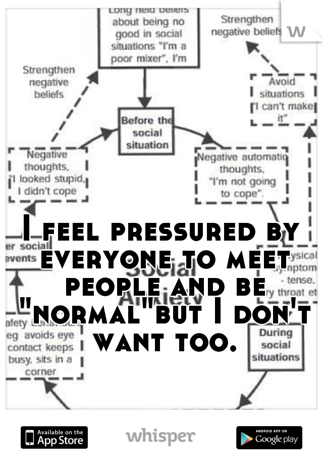 I feel pressured by everyone to meet people and be "normal"but I don't want too.