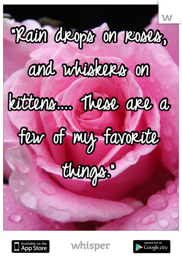 "Rain drops on roses, and whiskers on kittens.... These are a few of my favorite things."


