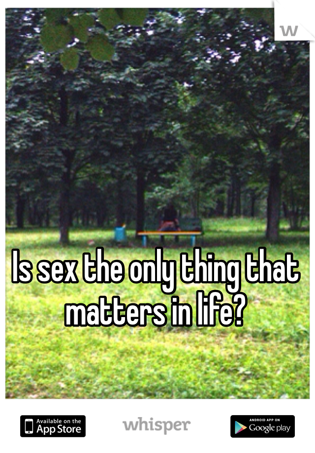 Is sex the only thing that matters in life?