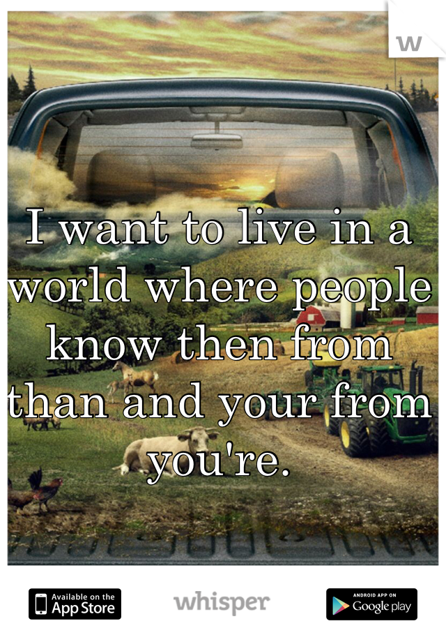 I want to live in a world where people know then from than and your from you're. 