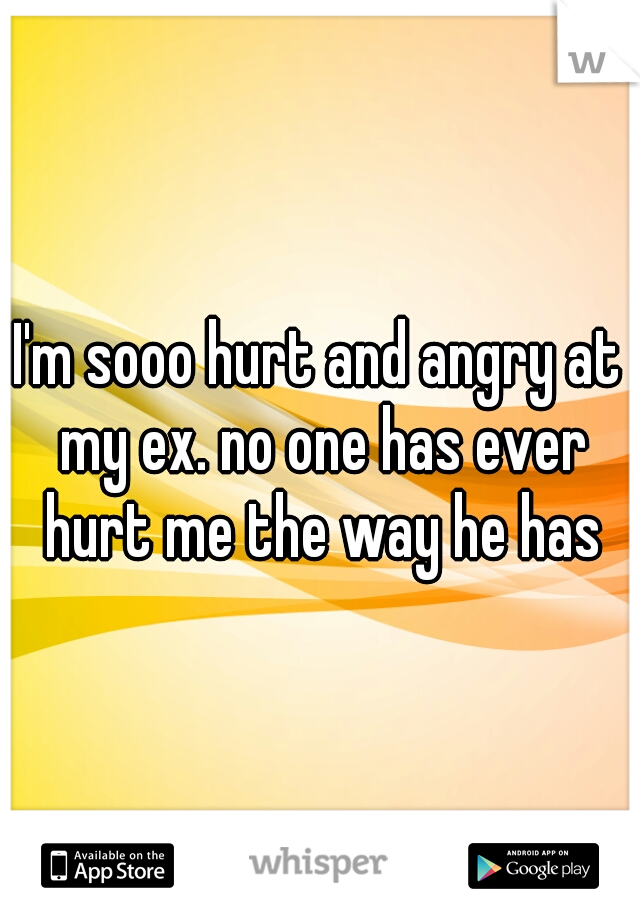 I'm sooo hurt and angry at my ex. no one has ever hurt me the way he has