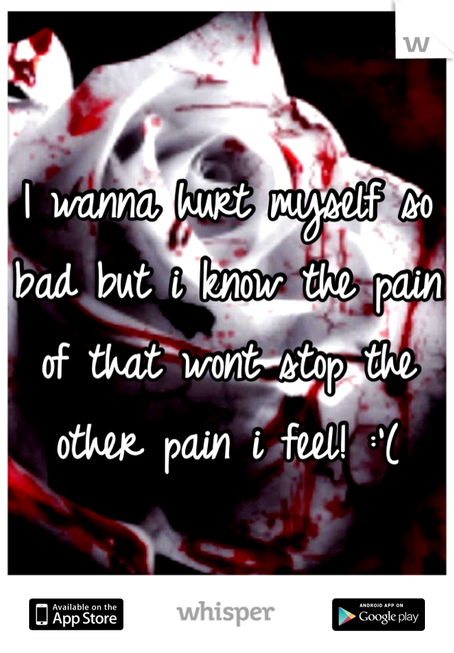 I wanna hurt myself so bad but i know the pain of that wont stop the other pain i feel! :'(