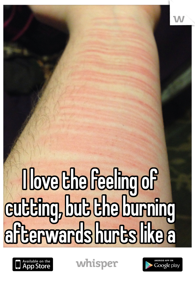 I love the feeling of cutting, but the burning afterwards hurts like a bitch. 