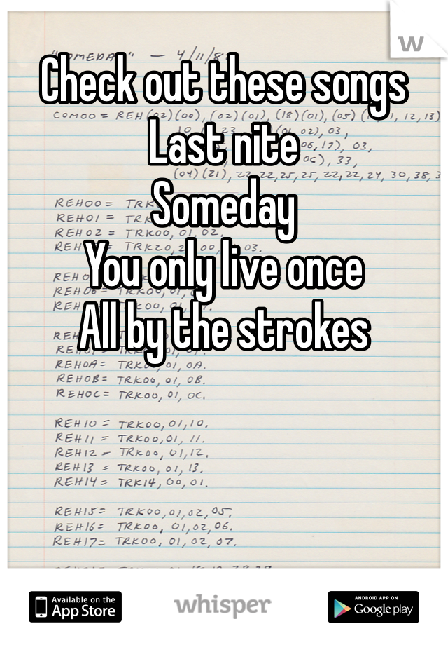 Check out these songs
Last nite
Someday
You only live once 
All by the strokes