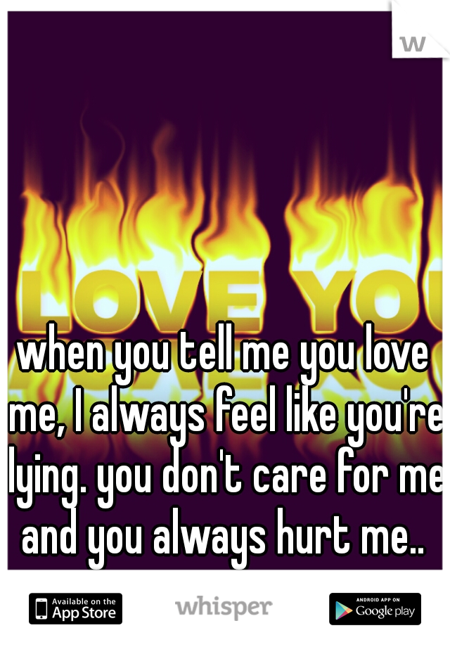 when you tell me you love me, I always feel like you're lying. you don't care for me and you always hurt me.. 