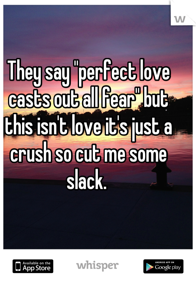 They say "perfect love casts out all fear" but this isn't love it's just a crush so cut me some slack. 