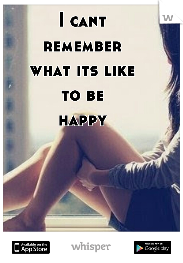 I cant
remember
what its like
to be
happy