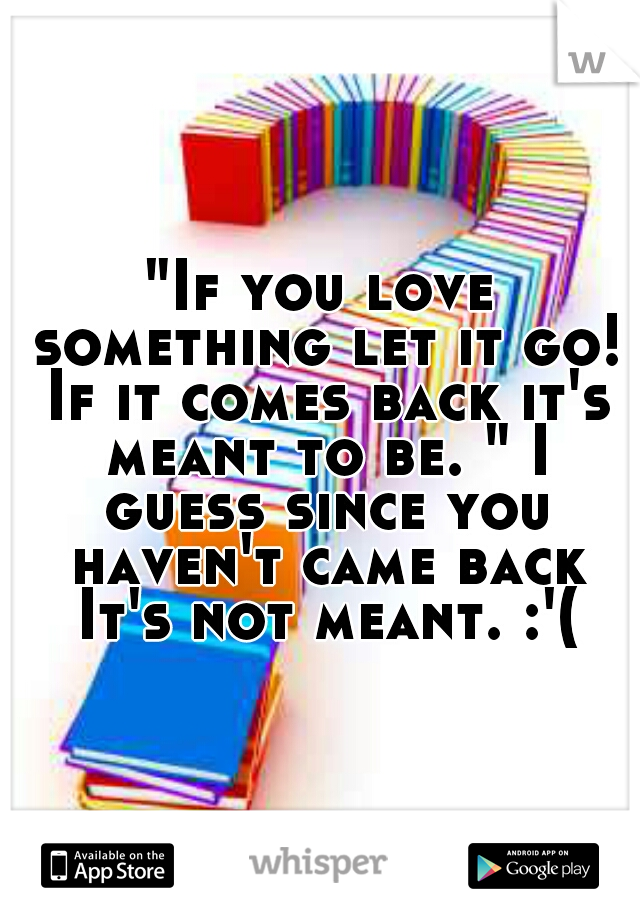 "If you love something let it go! If it comes back it's meant to be. " I guess since you haven't came back It's not meant. :'(