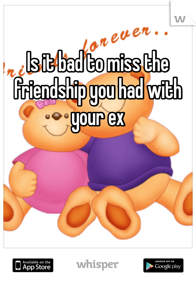 Is it bad to miss the friendship you had with your ex