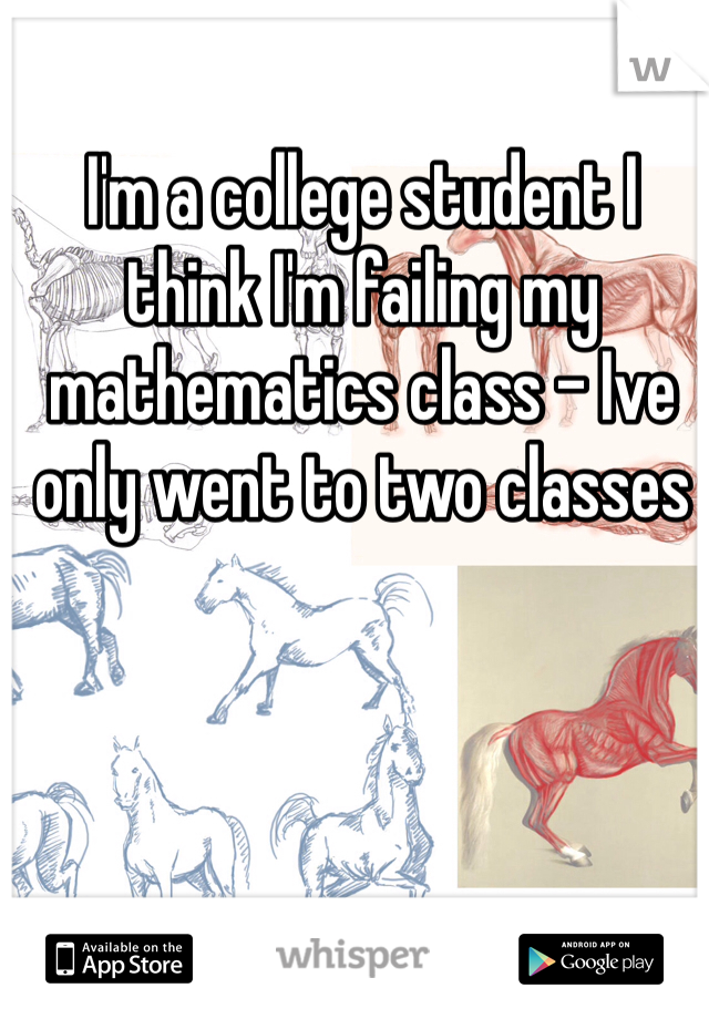 I'm a college student I think I'm failing my mathematics class - Ive only went to two classes 