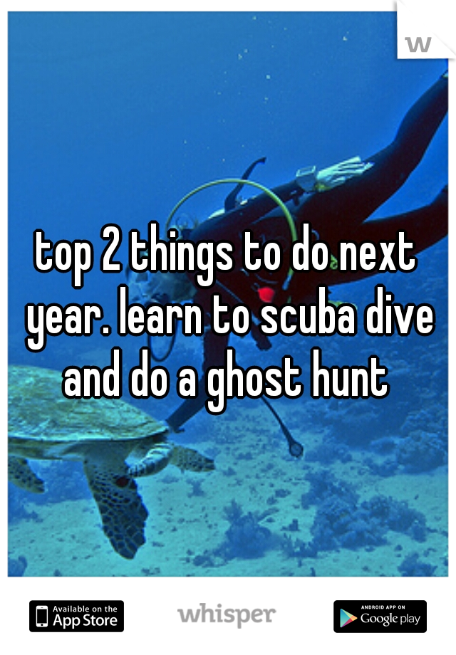 top 2 things to do next year. learn to scuba dive and do a ghost hunt 