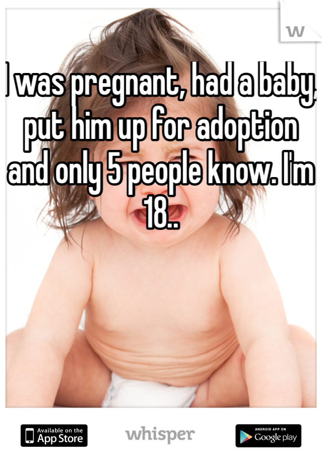 I was pregnant, had a baby, put him up for adoption and only 5 people know. I'm 18..