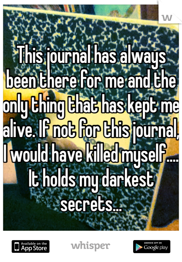 This journal has always been there for me and the only thing that has kept me alive. If not for this journal, I would have killed myself.... It holds my darkest secrets...