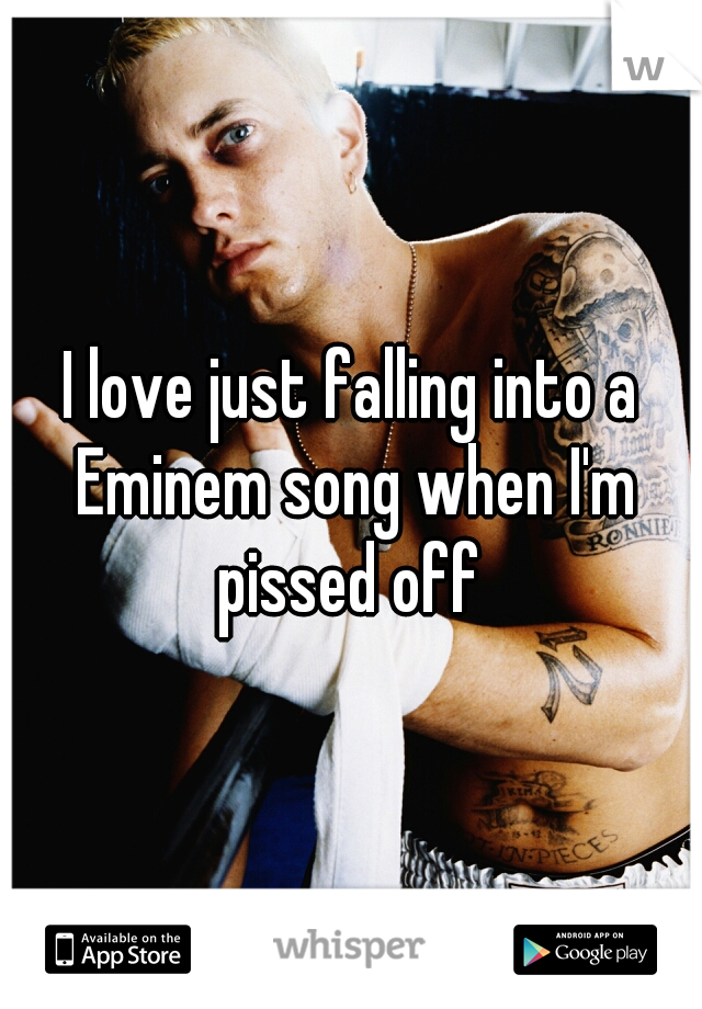 I love just falling into a Eminem song when I'm pissed off 