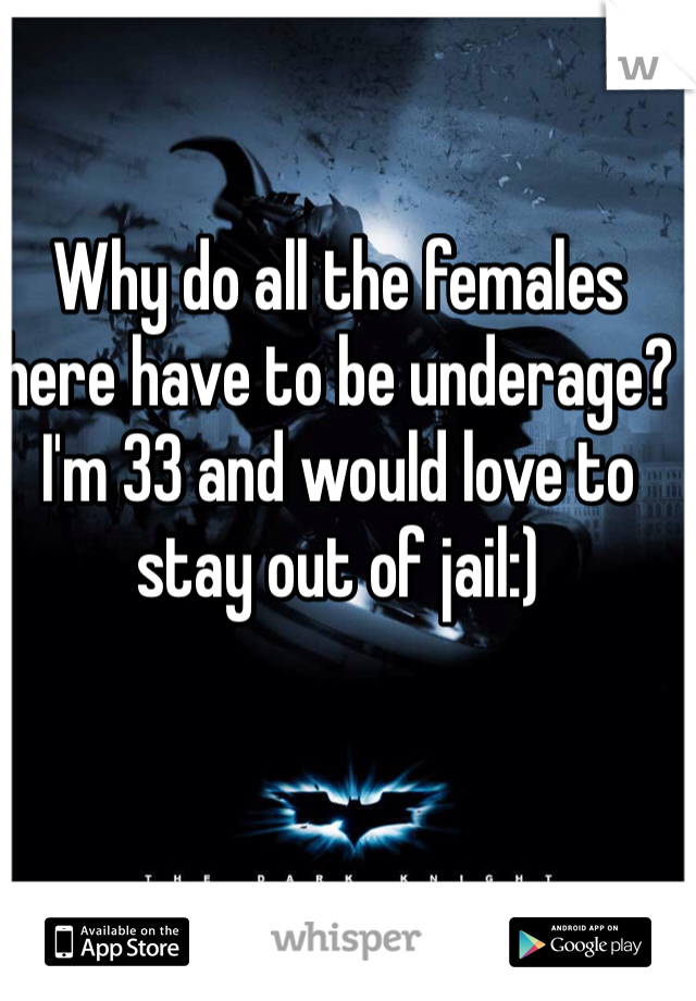 Why do all the females here have to be underage? I'm 33 and would love to stay out of jail:)