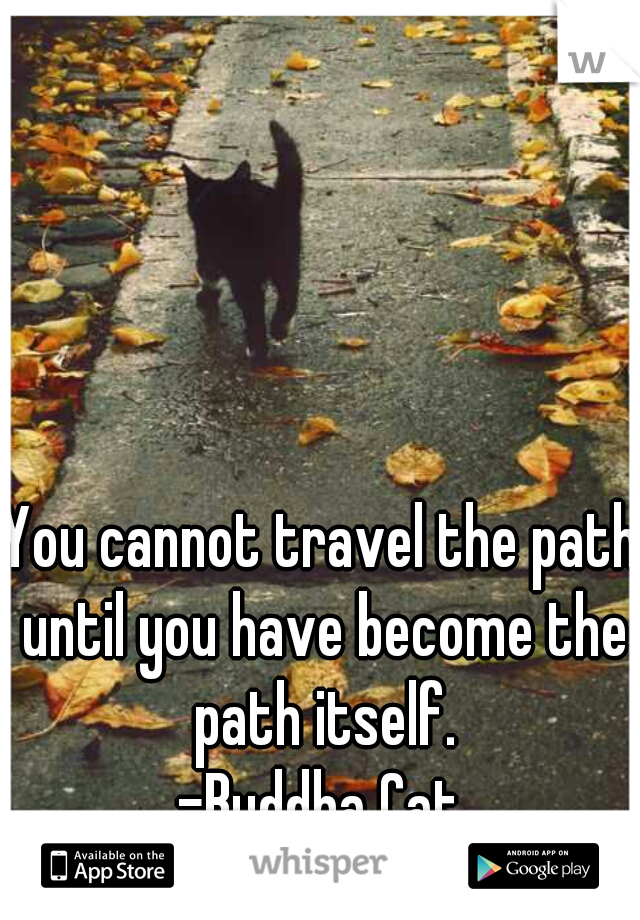 You cannot travel the path until you have become the path itself.

-Buddha Cat