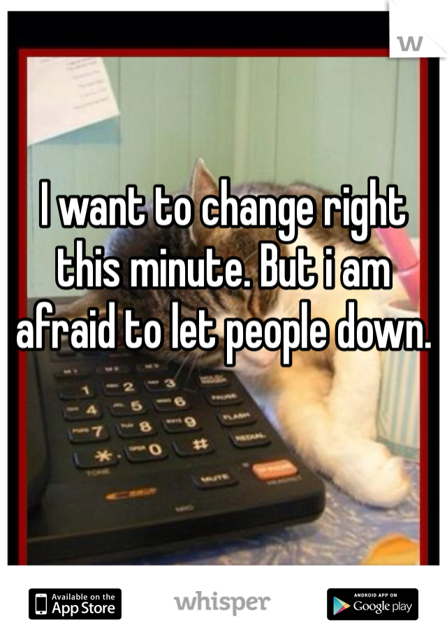 I want to change right this minute. But i am afraid to let people down. 