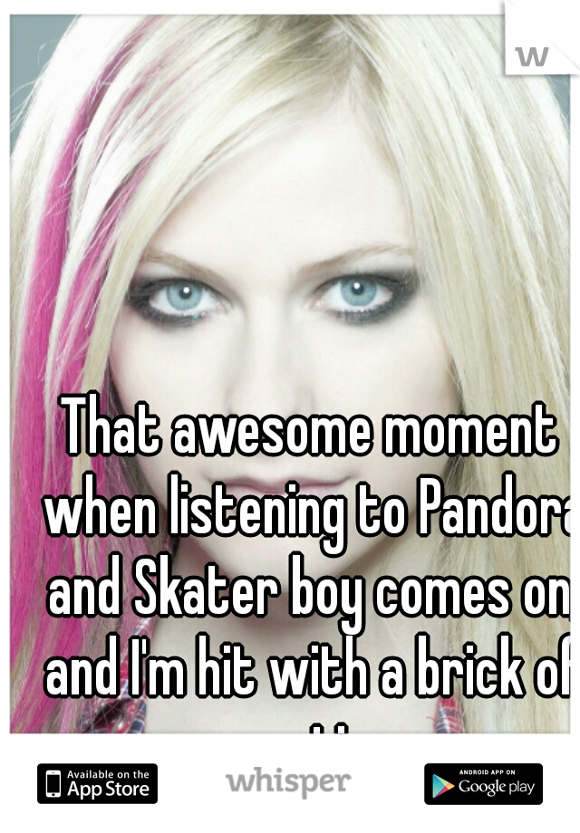 That awesome moment when listening to Pandora and Skater boy comes on, and I'm hit with a brick of emotion.