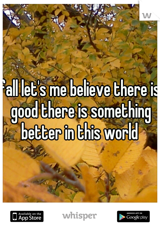 fall let's me believe there is good there is something better in this world 