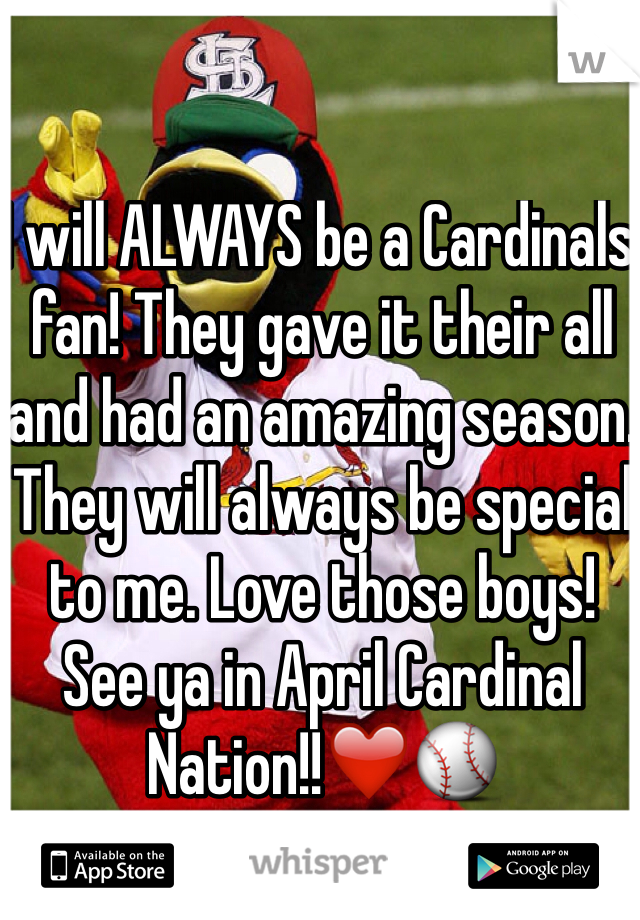 I will ALWAYS be a Cardinals fan! They gave it their all and had an amazing season. They will always be special to me. Love those boys!
See ya in April Cardinal Nation!!❤️⚾️