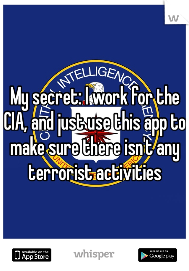 My secret: I work for the CIA, and just use this app to make sure there isn't any terrorist activities